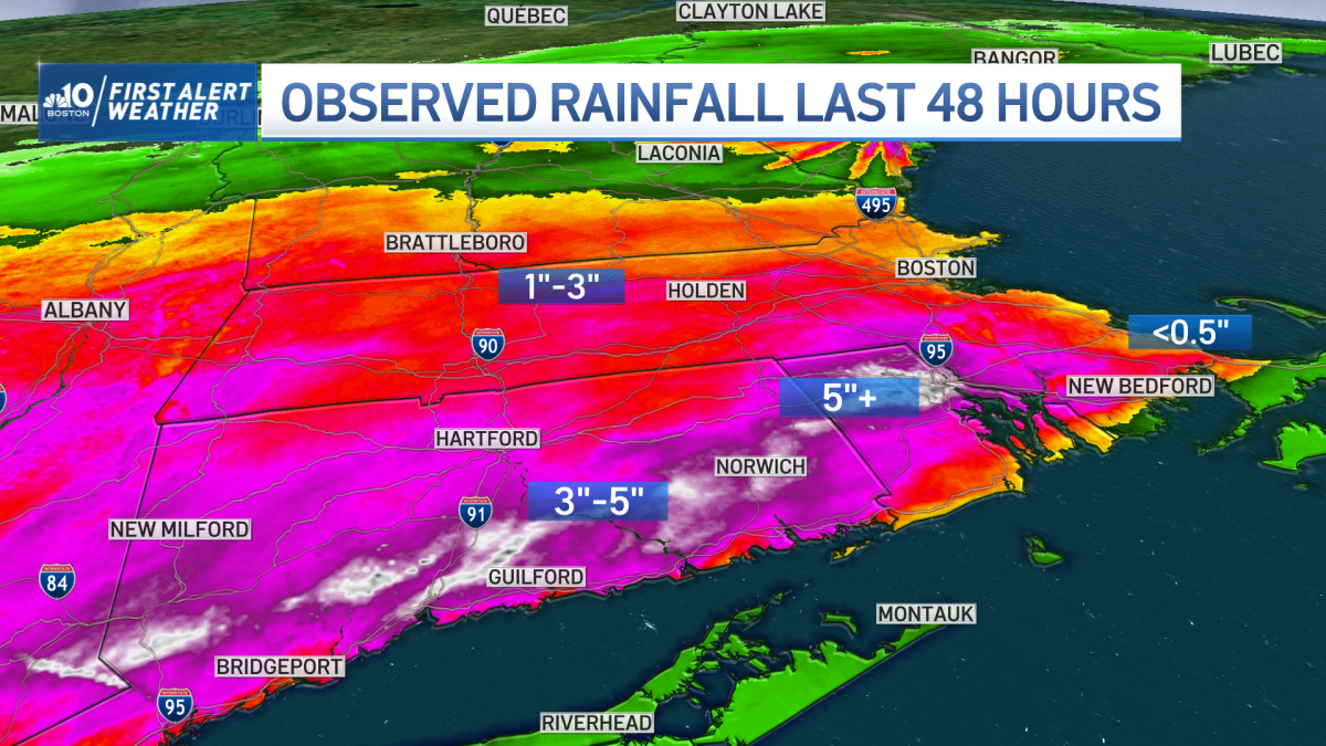 Rainfall Totals Massachusetts, Rhode Island Flooding Maps NBC Boston
