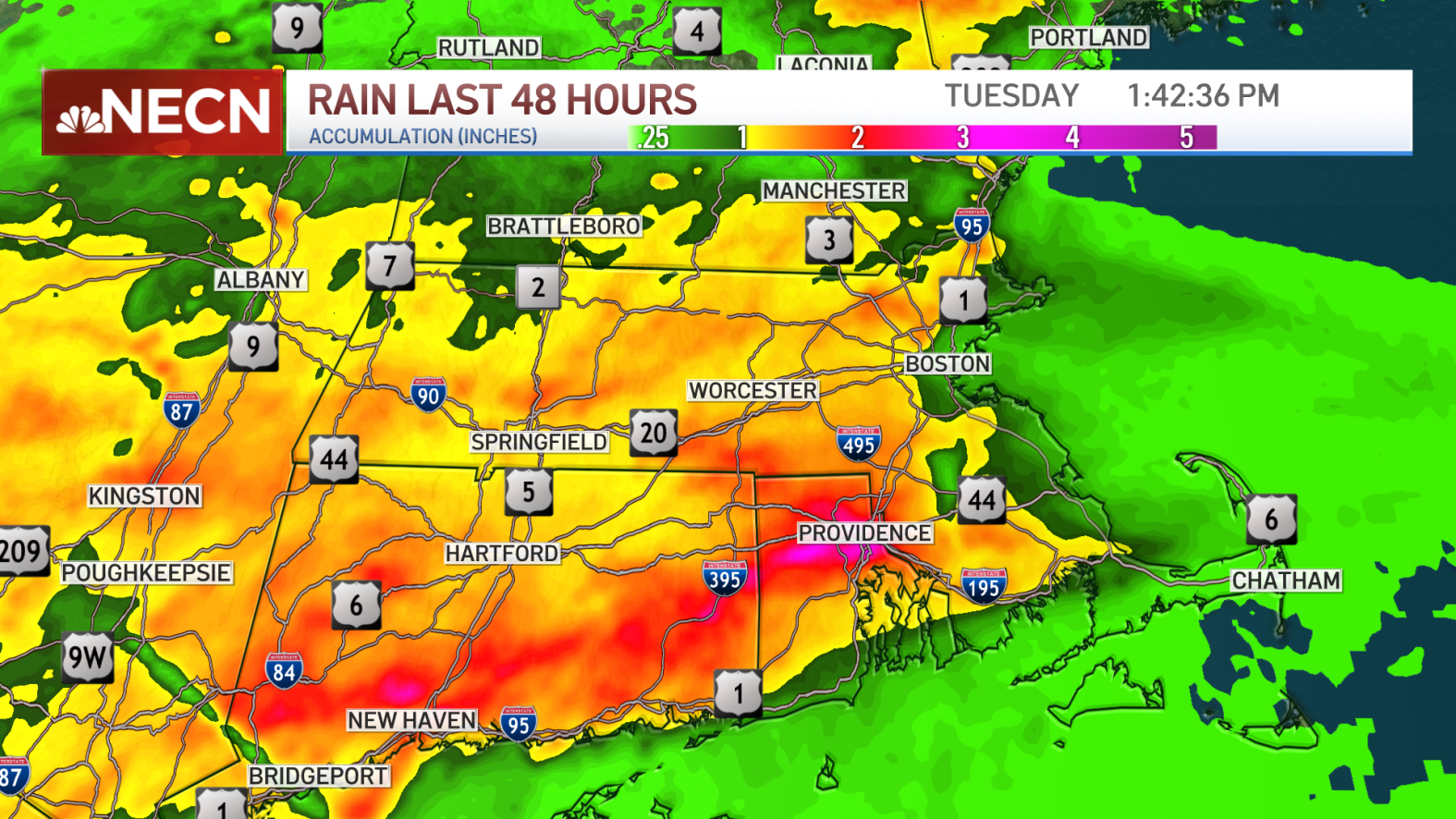 Rainfall Totals Massachusetts, Rhode Island Flooding Maps NBC Boston
