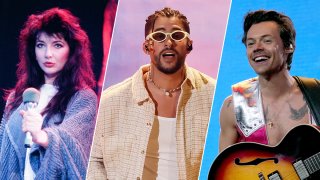 From left: Kate Bush, Bad Bunny and Harry Styles.
