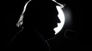 Republican presidential candidate Donald Trump delivers remarks while campaigning at Regent University October 22, 2016 in Virginia Beach, Virginia.