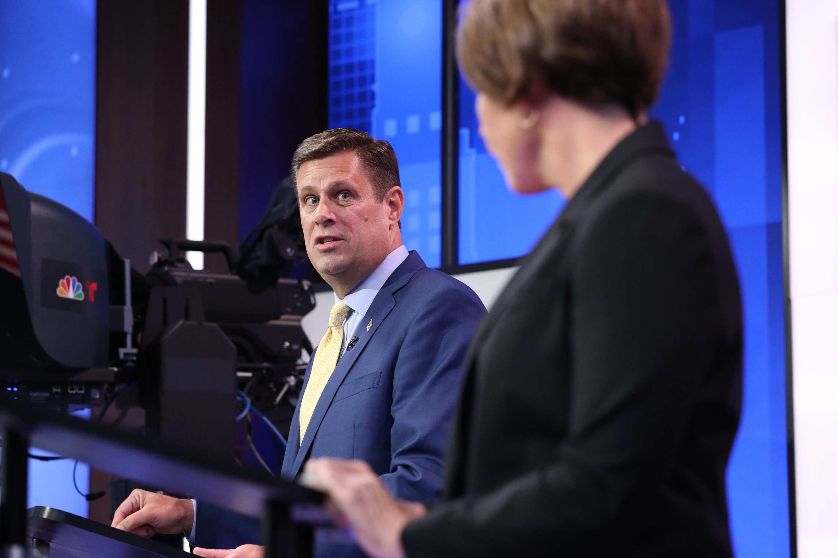 Republican Geoff Diehl at the debate.