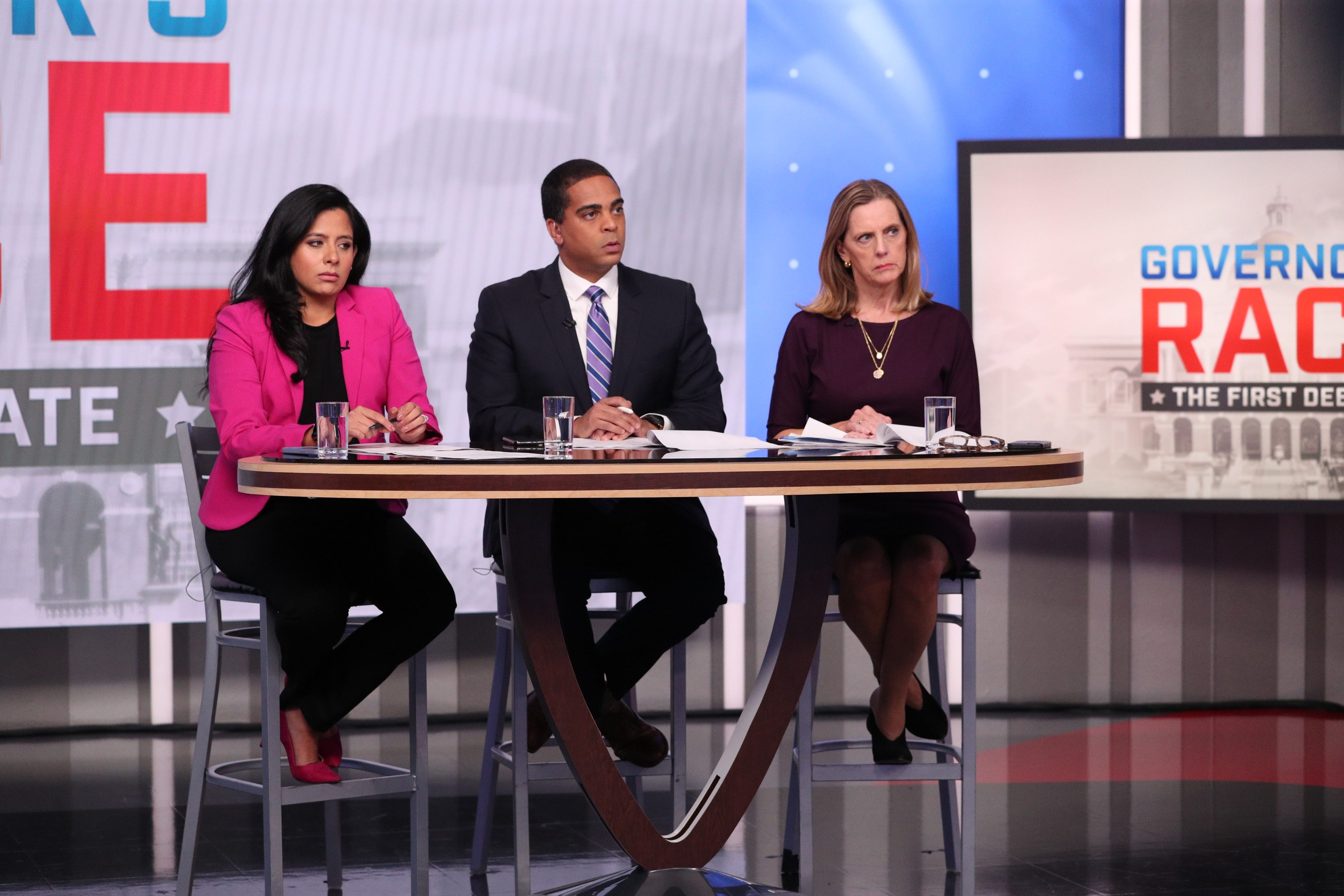 Panelists Grace Gomez, Cory Smith and Alison King at Massachusetts’ first gubernatorial debate