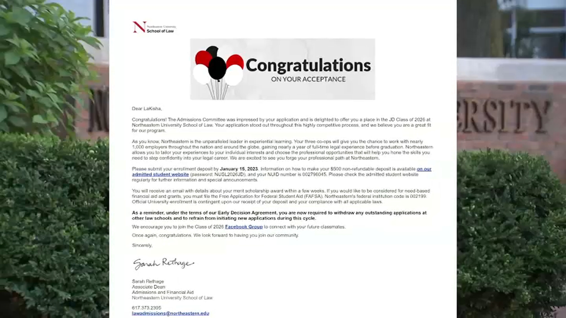 Northeastern Mistakenly Sends Acceptance Letters To Hundreds Of ...