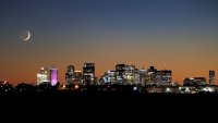 a nighttime shot of Boston's skyline