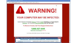 a popup that reads "warning! Your computer may be infected"