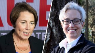 Massachusetts Attorney General Maura Healey, left, and former Oregon House Speaker Tina Kotek, right. Both women are candidates for governor of Massachusetts and Oregon, respectively.