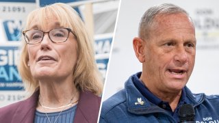 Candidates for New Hampshire's U.S. Senate seat, Democratic incumbent Maggie Hassan, left, and Republican challenger Don Bolduc, right.