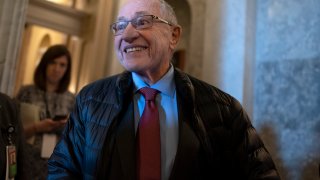 Attorney Alan Dershowitz arrives for the impeachment trial of President Donald Trump at the Capitol in Washington.