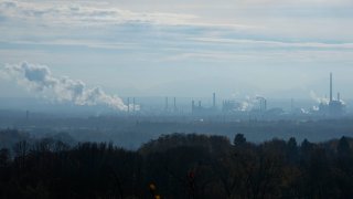 Smoke rises form chimneys of a steel plant in Ostrava, Czech Republic