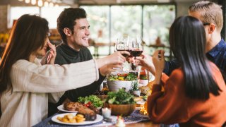 Cheers to not grocery shopping or cooking, and enjoying a delicious Thanksgiving dinner out this year.