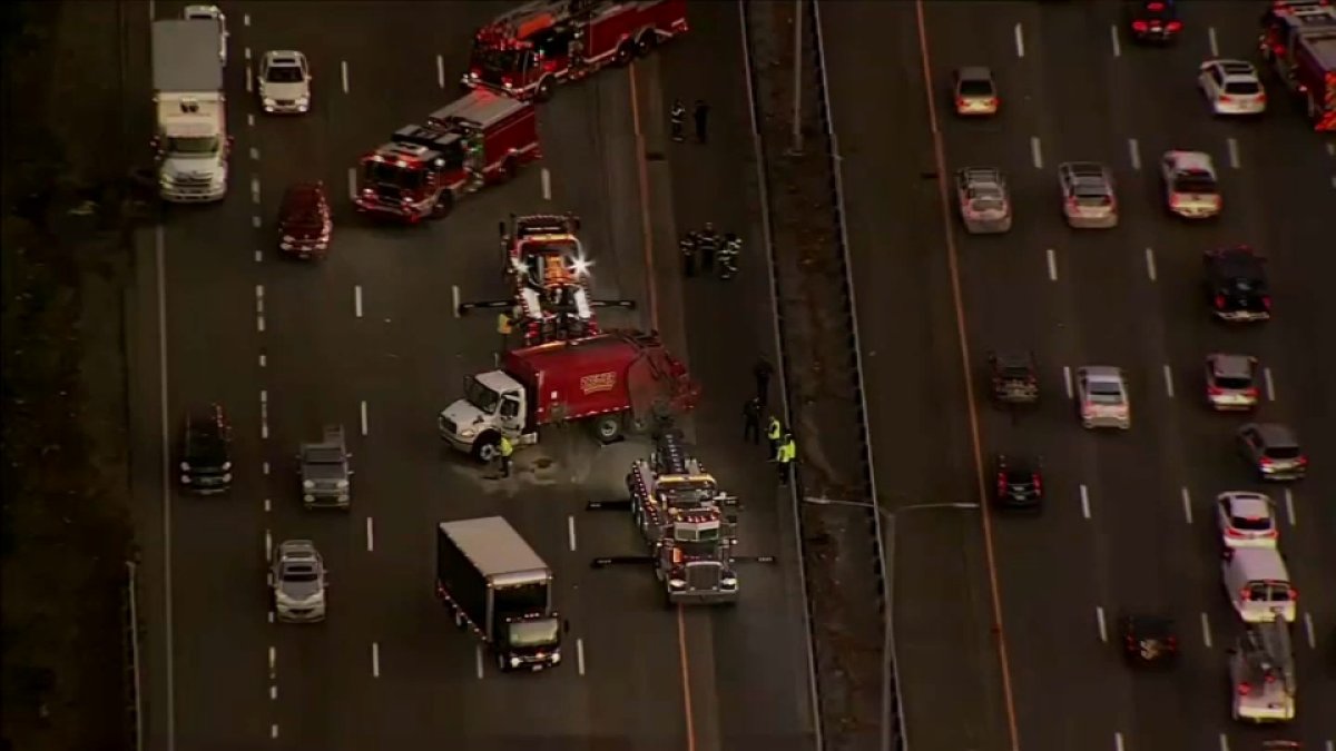 Woburn MA Garbage Truck Crash on I93 NBC Boston