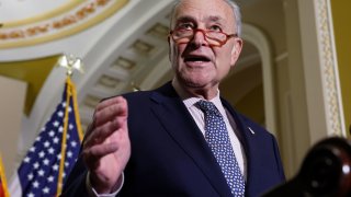 U.S. Senate Majority Leader Chuck Schumer (D-NY) speaks during a press conference following a Senate Democratic luncheon at the U.S. Capitol on September 28, 2022 in Washington, DC.