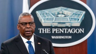 FILE - Secretary of Defense Lloyd Austin speaks during a news conference at the Pentagon, Nov. 3, 2022, in Washington. The U.S. is at a pivotal point with China and will need military strength to ensure that American values, not Beijing's, set global norms in the 21st century, Defense Secretary Lloyd Austin said Saturday, Dec. 3, 2022. Austin’s speech at the Reagan National Defense Forum capped a week where the Pentagon was squarely focused on China’s rise and what that might mean for America’s position in the world.