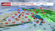 A map showing where it may snow in New England on Friday, December 23, 2022.