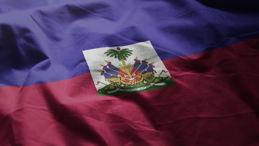 Haiti Flag Rumpled Close Up