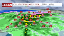 A map showing rain brought to New England by a storm on Friday, Dec. 23, 2022.