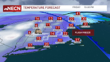 Forecast temperatures across New England on Friday, December 23, 2022.