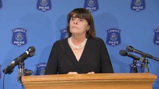 Middlesex District Attorney Marian Ryan announces 21 arrests as part of an investigation into a drug-dealing organization in Lowell, Massachusetts.