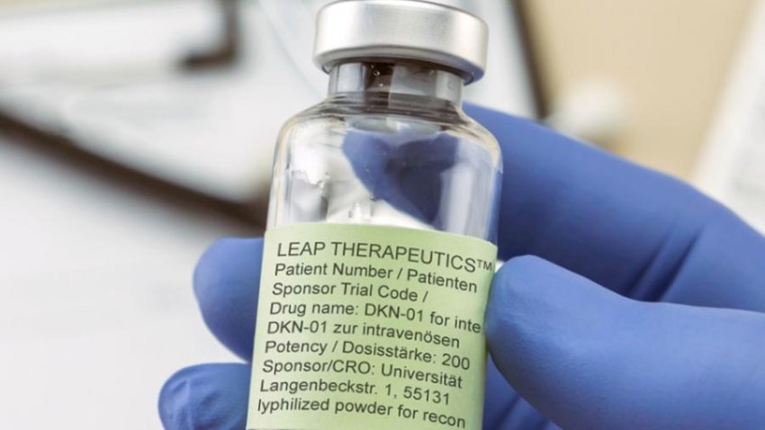 A bottle of Leap’s drug in development.