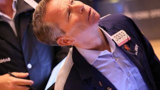 Traders work on the floor of the New York Stock Exchange during morning trading on November 02, 2022 in New York City.