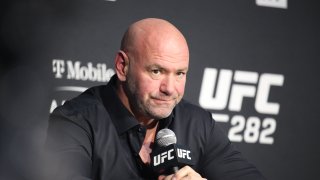Dana White appears at the UFC 282 post-fight press conference on December 10, 2022, at the T-Mobile Arena in Las Vegas, NV.