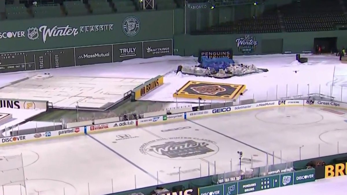 NHL ice crew plays baseball on Winter Classic rink at Nationals