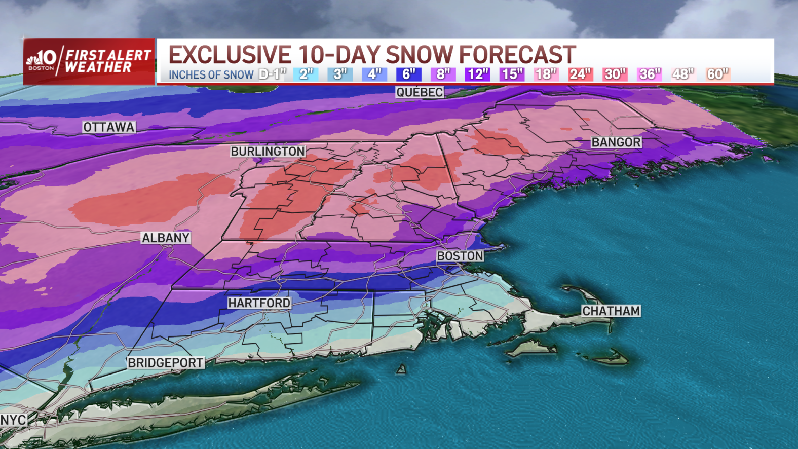 See Latest Snowfall Totals for Mass., New England as Storm Nears NBC