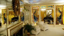 Elvis Presley's living room at Graceland is seen during Elvis Week on August 12, 2002 in Memphis, Tennessee.