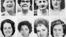 (Original Caption) These file photos show eight of the 13 women strangled in the Boston area over the past few years. Police feel that all may have been killed by the same man -- the infamous "Boston Strangler." Albert De Salvo has confessed that he is the strangler. The women are (upper L to lower R): Rachel Lazarus, Helen E. Blake, Ida Irga, Mrs. J. Delaney, Patricia Bissette, Daniela M. Saunders, Mary A. Sullivan, Mrs. Israel Goldberg.