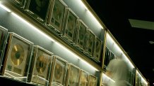 Elvis's collection of best selling records hangs in a corridor at Graceland, his home when he was alive and now a museum dedicated to all things Elvis.