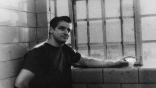 398286 01: (UK OUT, FILE PHOTO) Self-confessed Boston Strangler Albert DeSalvo stands in jail for unrelated crime in an undated photo. A news conference was held to announce that DNA evidence taken from Mary Sullivan, one of the 11 women killed by the Boston Strangler, did not match that of Albert DeSalvo, who police said was the killer, December 6, 2001 in Washington, DC. (Photo by Getty Images)