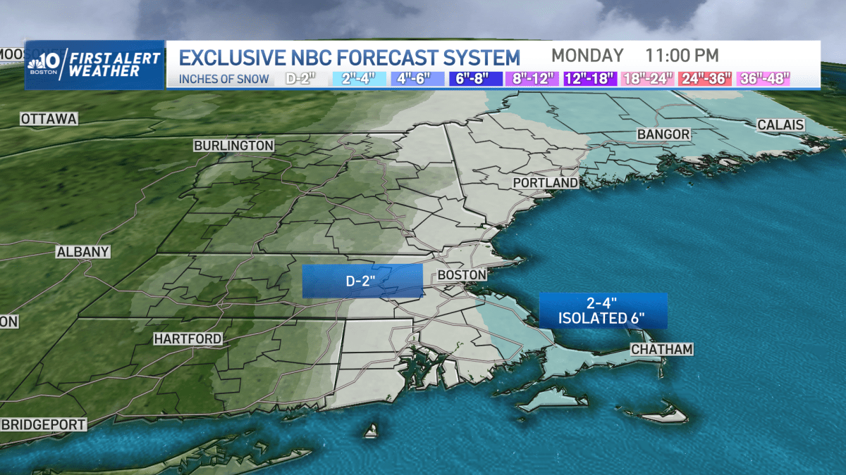 MA Snow Forecast for Sunday, Monday – NBC Boston