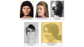 Images and facial reconstructions of Katherine "Kathy" Alston, a woman who was found slain in Bedford, New Hampshire, in 1971 and recently identified through DNA.
