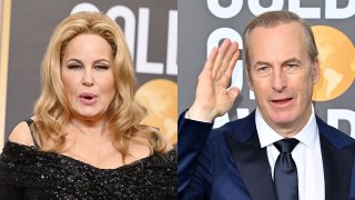 Jennifer Coolidge and Bob Odenkirk at the 80th Golden Globe Awards held at the Beverly Hilton Hotel on Jan. 10, 2023.