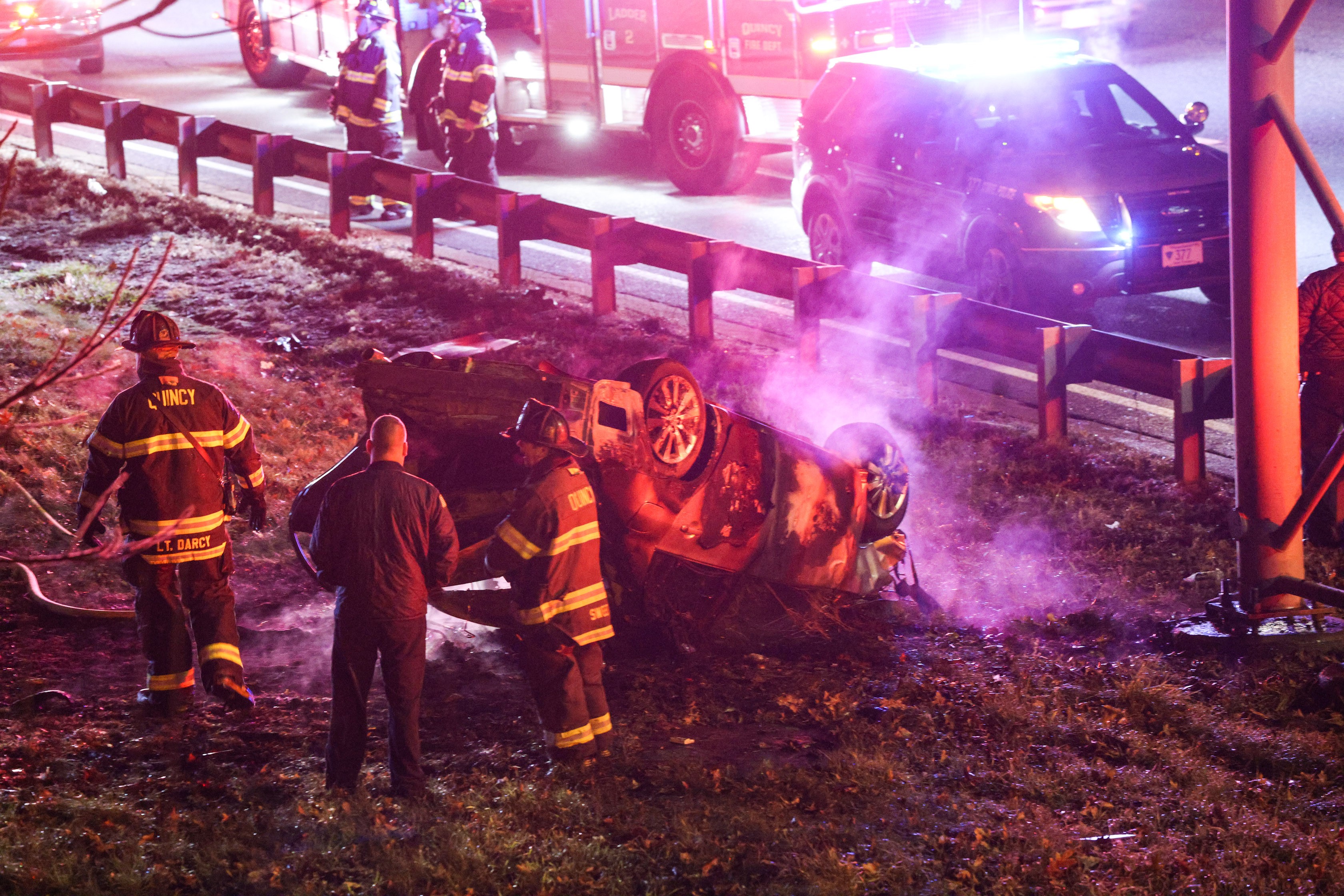 Boston fire truck hits SUV