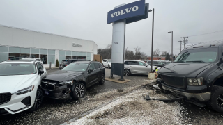 Damaged Volvos After Chain Reaction Crash