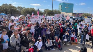 Protesters in Houston denounce state Senate Bill 147 last Saturday.