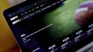 The ESPN+ NFL homescreen on a laptop computer