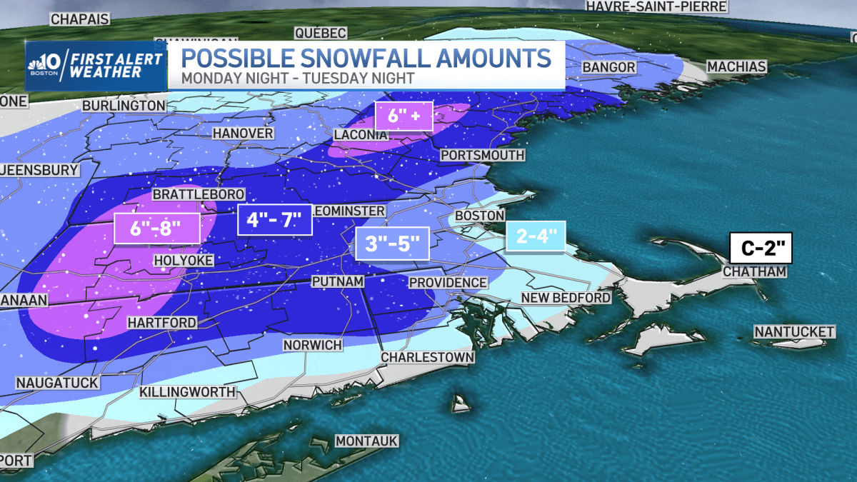 Boston MA Snowfall Amounts When Will the Winter Storm Start? NBC Boston