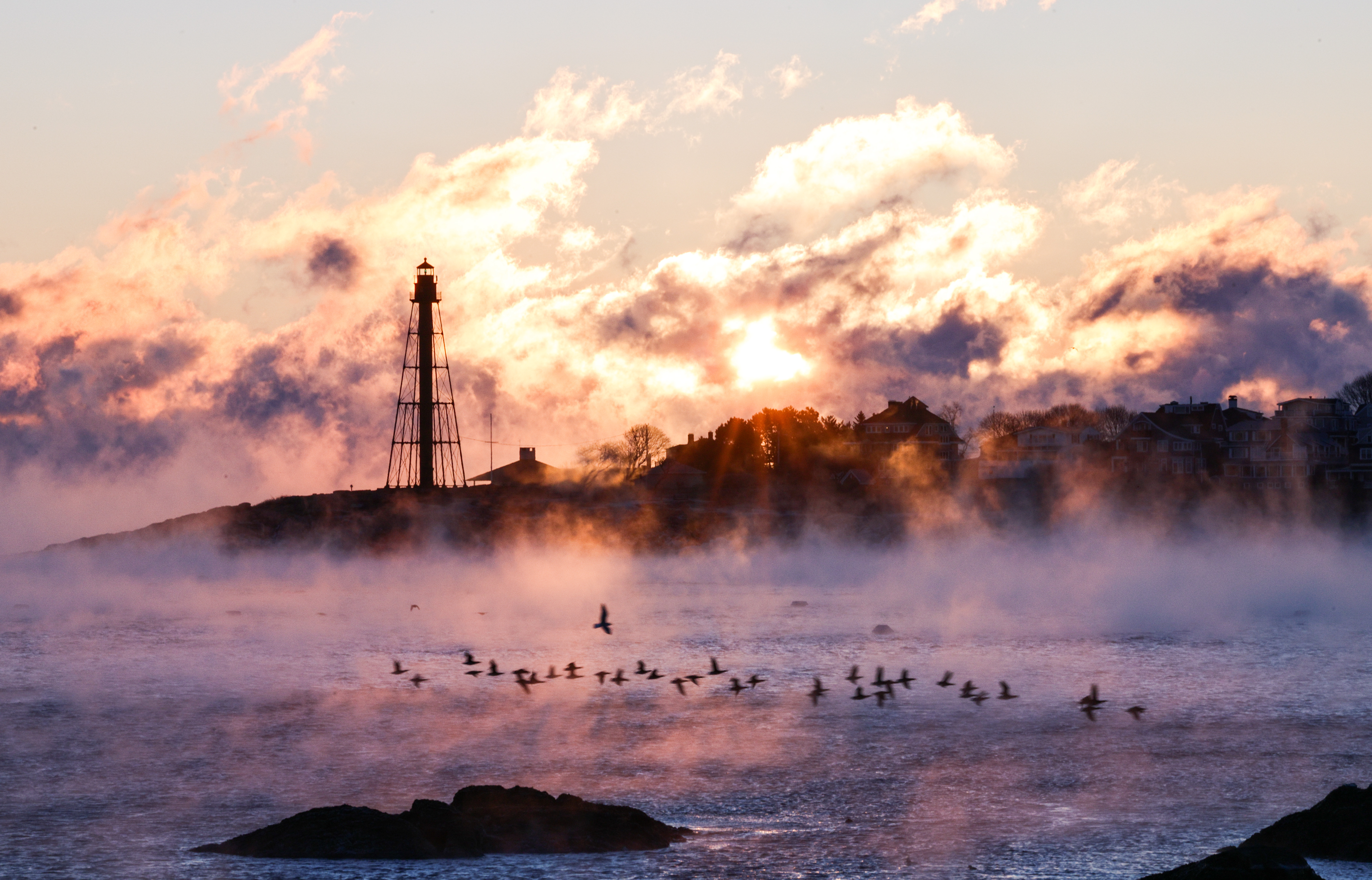Extreme Cold Causes Sea Smoke in New England