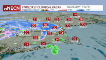 The forecasted high temperatures on Wednesday night.