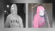 Police say this suspect was caught on surveillance footage spray-painting hateful graffiti on High Street in Portsmouth, New Hampshire.