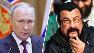 Russia President Vladimir Putin, left, and actor Steven Seagal.