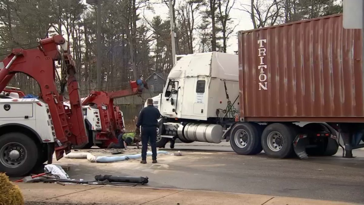 Tractor Trailer Rollover Crash In Stoughton Causes Oil Spill Power Outage Nbc Boston 1943