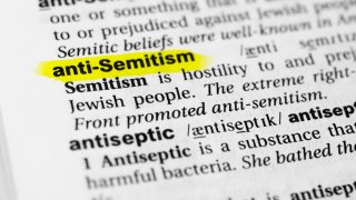 A file photo showing the word "anti-Semitism" highlighted in a dictionary.