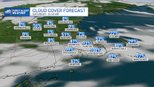 A map showing expected cloud cover after midnight on the morning of Saturday, March 25, 2023.