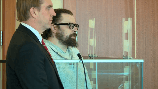 John Almond in court on Friday, March 10, 2023, to plead guilty in the death of his son, David.
