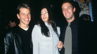 This file photo shows Matt Damon, Minnie Driver and Ben Affleck at the "Good Will Hunting" premiere at the Ziegfeld Theater in New York City.
