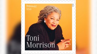 This image released by the USPS shows a forever stamp featuring Nobel laureate Toni Morrison.