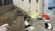 The scene inside the Massachusetts House of Correction in Dartmouth, Massachusetts, after a destructive protest on Friday, April 21, 2023.